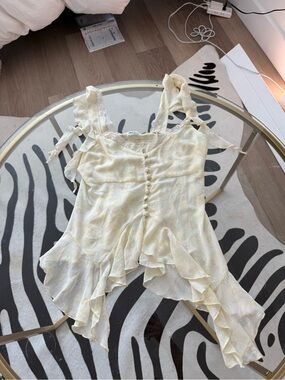 Kimchi Blue Cream Ruffle Tie-Strap Camisole
